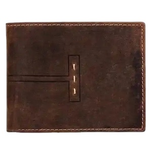 Haute qualité Top vente élégant 100% en cuir de vache véritable hommes portefeuille à deux volets au meilleur prix d'usine - Product Image 1