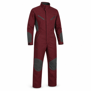 Overol Industrial para Hombre, Color Rojo Borgoña, Paneles de Grafito, Cuello Alto, Rodilleras Curvas, Reforzado en las Rodillas, Multibolsillos - Product Image 4