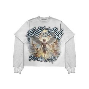 Camiseta estampada de doble manga | Mezcla de algodón peinado | Lavado biológico y de silicona | Sensación suave transpirable anticontracción y comodidad diaria - Product Image 3