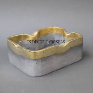 Cendrier de forme carrée en marbre avec support en métal plaqué or de haute qualité et feuilles Accessoires de fumeur design - Product Image 6