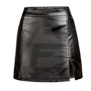 Jupe élégante d'été en cuir enduit de PU pour femmes, jupe en cuir sur mesure - Product Image 1