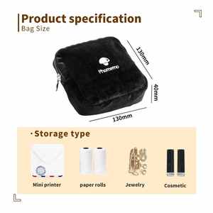 Bolsa de almacenamiento multifunción de terciopelo negro portátil para cosméticos y joyas de papelería - Product Image 6