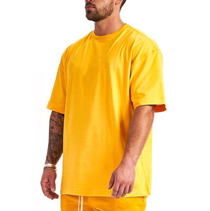 Camiseta de algodón en blanco de 300gsm, camiseta de gran tamaño con estampado 3D de hombros caídos, camisetas de peso pesado con impresión de calidad personalizada - Product Image 4