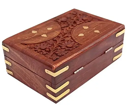 Standard Design Wooden Jewelry Storage Box Hand Carved Gift Packaging Box Rectangle Storage Box