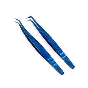 Pince à épiler à volume classique incurvée personnalisée de haute qualité pince à cils à pointe en fibre 45 pince à épiler Nano Grip à 90 degrés Extension de cils - Product Image 3