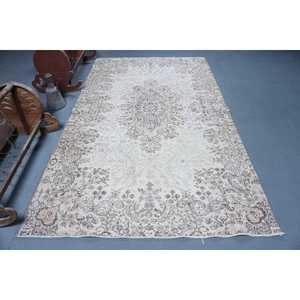 Alfombra Grande Vintage de 5.2x9.2 pies, Alfombra Turca, Alfombra Blanca Estilo Suroeste - Product Image 1