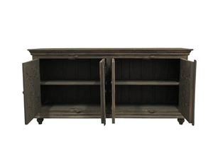 Tablero lateral de madera de mango de diseño de lujo moderno en color negro muebles de diseño tallado aparador 4 puertas decoración de Navidad - Product Image 3