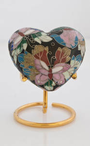 Urnes funéraires en métal en forme de cœur, vente en gros, urne de crémation pour cendres humaines et d'animaux de compagnie, imprimé papillon, mini urnes funéraires en forme de cœur - Product Image 5