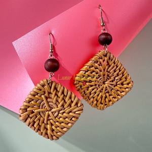 ต่างหูหวายทรงกลมทำจากเวียดนามสำหรับผู้หญิงเครื่องประดับอัญมณีหลากสี - Product Image 3