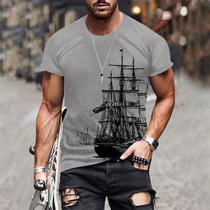 Men's New Fashion Comfortable Lightweight Breathable Short Sleeve <b>T</b>-<b>Shirt</b> Digital Print <b>Sailing</b> Design for Outdoor Sports - Product Image 2