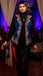 NEW---JACKET & PANT DRESS ON VELVET FABRIC WITH EMBELLISH OF BEAUTIFUL CRYSTAL BEADS,PEARLS,GLASS STONE WORK FOR PARTY-WEAR@2022 - Product Image 2