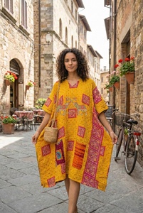 Beautiful Handmade Vintage Cotton Kantha Patchwork Cotton Kantha <b>Kaftan</b> For Women Winter Wear - Product Image 4