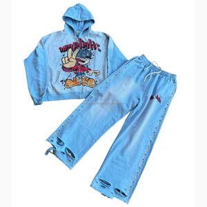 ชุดฮู้ดดี้ซิปคุณภาพสูงแบบสั่งทำพิเศษ ประดับคริสตัล ทรงบ็อกซี่ โอเวอร์ไซส์ ล้างสีแบบวินเทจ ผ้าฝ้ายเฟรนช์เทอร์รี่ ทรงครอป ชุดฮู้ดดี้เพชร - Product Image 3