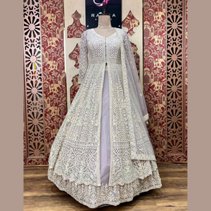 Elegante Mauve Indo Western Lehenga con Dori Work & Diamond Highlights para una mirada real y elegante en bodas y eventos especiales - Product Image 2