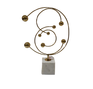 Escultura de Mármol Blanco con Base, Adorno Decorativo para Mesa, Diseño Circular con Acabado Dorado para el Hogar, Oficina o Estudio - Product Image 5