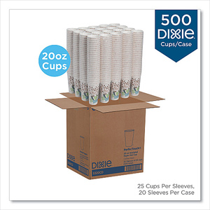 Gobelets en papier Dixie PerfecTouch 20 oz, design Coffee Haze, 25 par manchon, 20 manchons par carton, 500 gobelets, 5320CD - Product Image 1
