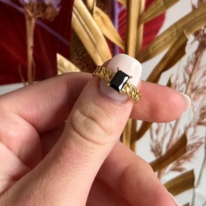 Handmade <b>Men's</b> Sterling <b>Silver</b> Gold Plated Black Onyx Vintage Christian Engagement Party <b>Ring</b> Fine Jewelry - Product Image 5