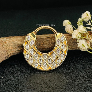 14K Solid Gold Pave Set Natural Diamond <b>Septum</b> Clicker Piercing FIne Jewelry. - Product Image 1