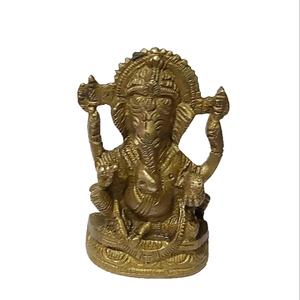 Modern Design Lord Ganesha <b>Statue</b> Idol Brass Metal Pooja Idol for Home Decor <b>Religious</b> Ganesh Murti Showpiece for Puja - Product Image 1