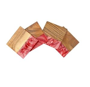 rustic farmhouse style wooden coaster for beverages mango <b>wood</b> handcrafted coaster set for daily use from HAND MADE CRAFT - Product Image 4