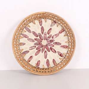 Bandeja de Ratán con Decoración de Nácar, Bandeja de Servicio de Ratán - Product Image 4