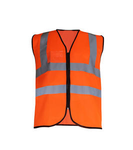 Chaleco de Seguridad de Alta Visibilidad Fabricado en Fábrica, Chaleco Ejecutivo de Contraste, 100% Poliéster Tejido, Naranja y Amarillo con Bolsillos, Logotipo OEM - Product Image 3