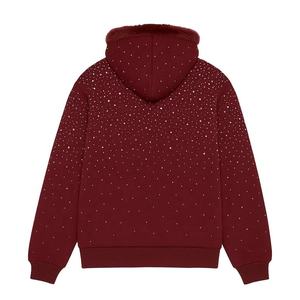 Sweat à capuche en denim pour homme de haute qualité, 100% coton, sweat à capuche oversize en molleton, sweat à capuche d'hiver pour homme avec strass, pour un usage décontracté - Product Image 3
