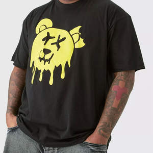 Camiseta de cuello redondo de moda de lujo para hombre Material de algodón de alta calidad Impresión de pantalla de color en blanco ligero - Product Image 1