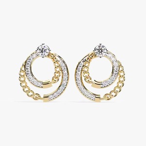 Fashionable Yellow <b>Gold</b> Earrings Peafowl Trellis Gemstone Drop EarFlower <b>Hoop</b> Diamond Sliver 925 Women Earrings - Product Image 1