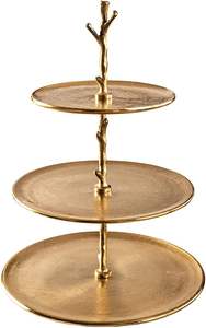 Golden Moden Vintage Style Metal Cake Stand With Antique Finished For Garden Parties Tea Time And Special Festive Occasions - Product Image 2