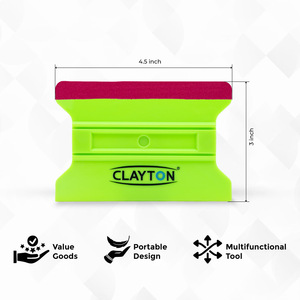 Grattoir de type H Clayton Car Care avec raclette en tissu et aimant, bord en feutre, double nervures, vert, pour un fini lisse des films vinyles premium - Product Image 3