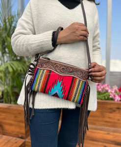 Nouveau Western usiné à la main en cuir frange selle couverture bracelet fronde sac à main vente chaude 100% en cuir véritable femmes sacs à main - Product Image 2