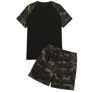 <b>Men</b> <b>Camo</b> Print Sleeve T-Shirt & Drawstring Waist <b>Shorts</b> Set <b>Mens</b> Sportswear Suit 2 Piece Sets Tracksuits Summer Sets OEM - Product Image 2
