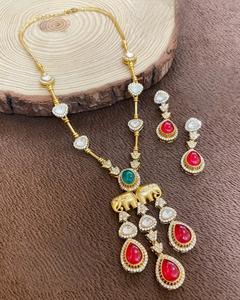 Ensemble collier boucles d'oreilles en moissanite de grande qualité plaqué or pour femme, cadeau de fiançailles traditionnel pour mariage - Product Image 4