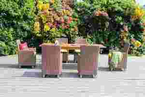 Luxury Outdoor Rattan Dining Set for 6 with Natural <b>Wooden</b> <b>Table</b> - Product Image 3