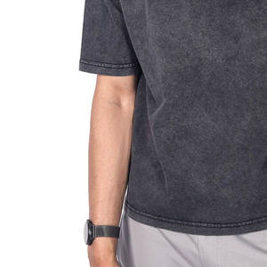 เสื้อยืดผู้ชายโอเวอร์ไซส์ผ้าฝ้ายย้อมสี100% เสื้อแขนสั้นโอเวอร์ไซส์ - Product Image 6