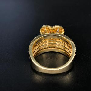 แหวนเพชรเม็ดเล็กสีทอง14K ที่ดูหรูหราขอบเพชรใสวงแหวนสวยงามหลายแถวน่ารักสไตล์ - Product Image 4