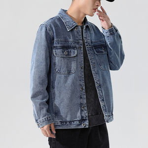 Factory Customized <b>Men</b> Detail <b>Denim</b> <b>Jackets</b> Single Breasted Plus Size <b>Men's</b> <b>Jackets</b> Casual Long Sleeve <b>Mens</b> <b>Denim</b> <b>Jacket</b> - Product Image 3