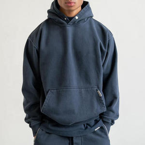 Personnalisé vierge bouton surdimensionné plaine Streetwear sweat à capuche design français éponge 100% coton haute qualité 400 gsm poids lourd à capuche - Product Image 3