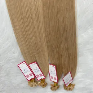 Top Blonde Virgin Double Drawn Remy Human Hair Nail Stick Flat Tip Extensions Cuticle Aligned Straight Hair By APOHAIR Brand