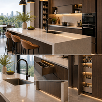 Armoires de cuisine modernes de luxe sur mesure avec îlot, placards modulaires, service de personnalisation pour toute la maison