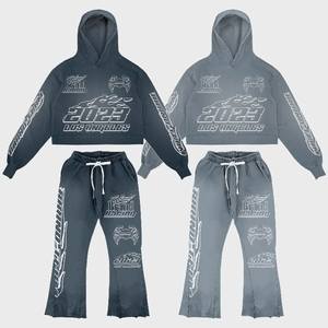 Streetwear personnalisé, ensemble de jogging avec fermeture éclair et options de marque privée, survêtement lourd avec effet sunfade, à personnaliser - Product Image 1