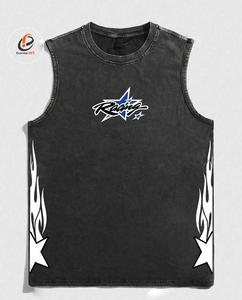 Camiseta sin Mangas para Hombre, Cuello en V, Color Sólido, Transpirable, 100% Algodón de Punto, 300 GSM, Ajuste de Alta Calidad, Ropa de Gimnasio de Verano con Logotipo Personalizado OEM - Product Image 1