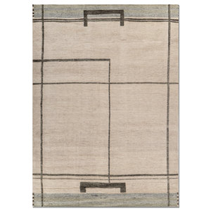 LCA-1531 Ivory <b>Box</b> Hand Knotted Wool Rug Geometric Pattern Living Carpet for Home Rectangle <b>Puzzle</b> Hallway Entryway Carpet Rug - Product Image 1