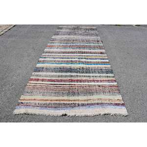 Alfombra de lana de área grande Vintage Beige rústico 5X11,3 pies hecho a mano estilo clásico patrón de retazos para entrada pasillo adolescente látex - Product Image 1