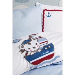 Juego de Ropa de Cama para Bebé Miniyo Azul, 100% Algodón con Bordado Tejido, Diseño con Estampado de Animales, Relleno de Seda para Bebés Recién Nacidos - Product Image 1