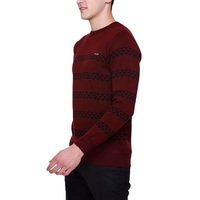 Pull d'hiver pour homme, coupe ajustée, rayé, col rond, manches longues, jacquard, design croisé sur le devant, respirant, acrylique, élégant
