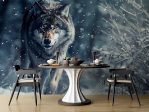 3D Winter Forest Wolf carta da parati auto adesiva rimovibile murale - Product Image 2