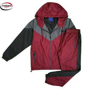 Venta al por mayor de tallas grandes para hombre conjuntos de 2 piezas de manga larga con cremallera completa transpirable cortavientos chándal chaqueta pantalones diseño impreso - Product Image 5