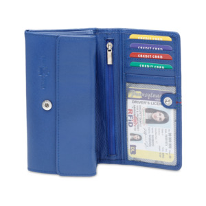 Venta al por mayor de billeteras de mujer con logotipo personalizado, billetera de cuero de mujer RFID, billeteras plegables de cuero genuino para mujer a bajo precio - Product Image 6